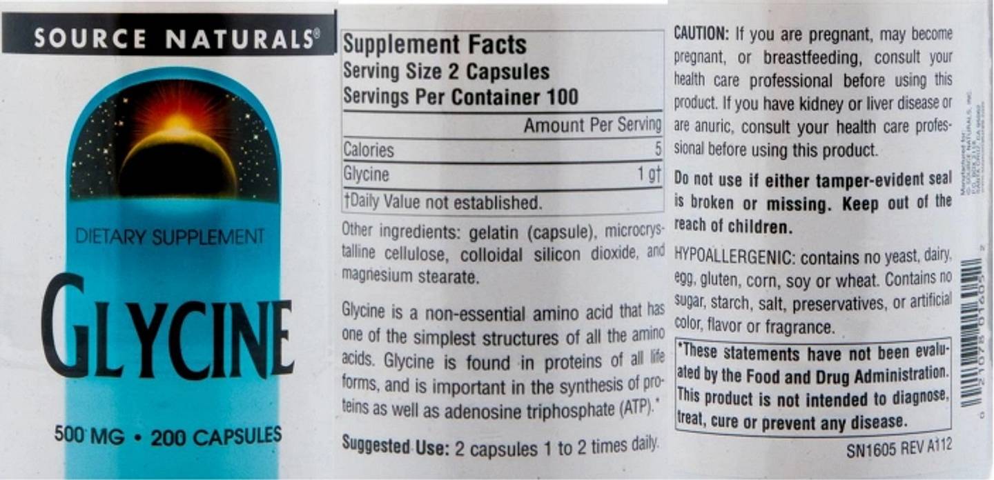 Source Naturals, Glycine label