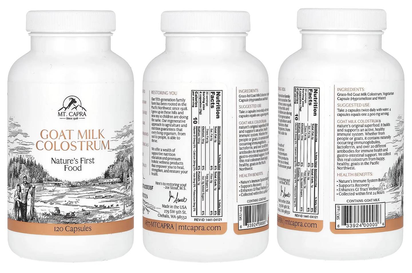 Mt. Capra, Goat Milk Colostrum packaging