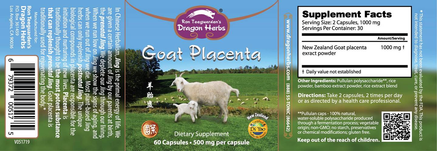 Dragon Herbs, Goat Placenta label