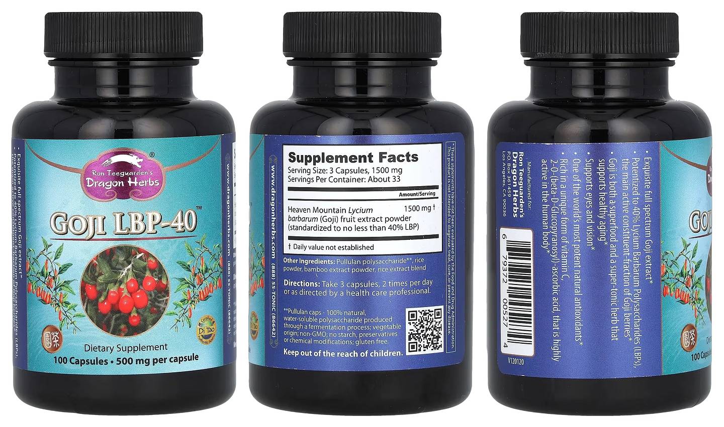 Dragon Herbs, Goji LBP-40 packaging