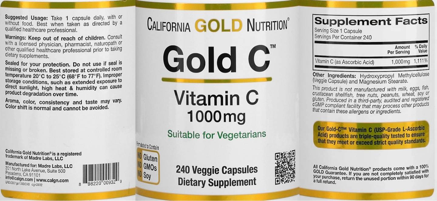 California Gold Nutrition, Gold C label