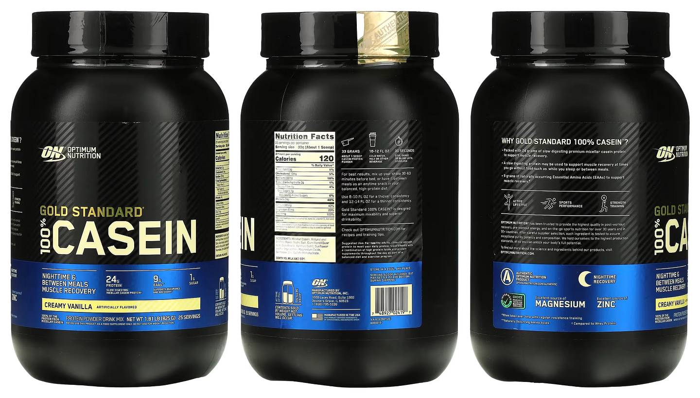 Optimum Nutrition, Gold Standard 100% Casein packaging