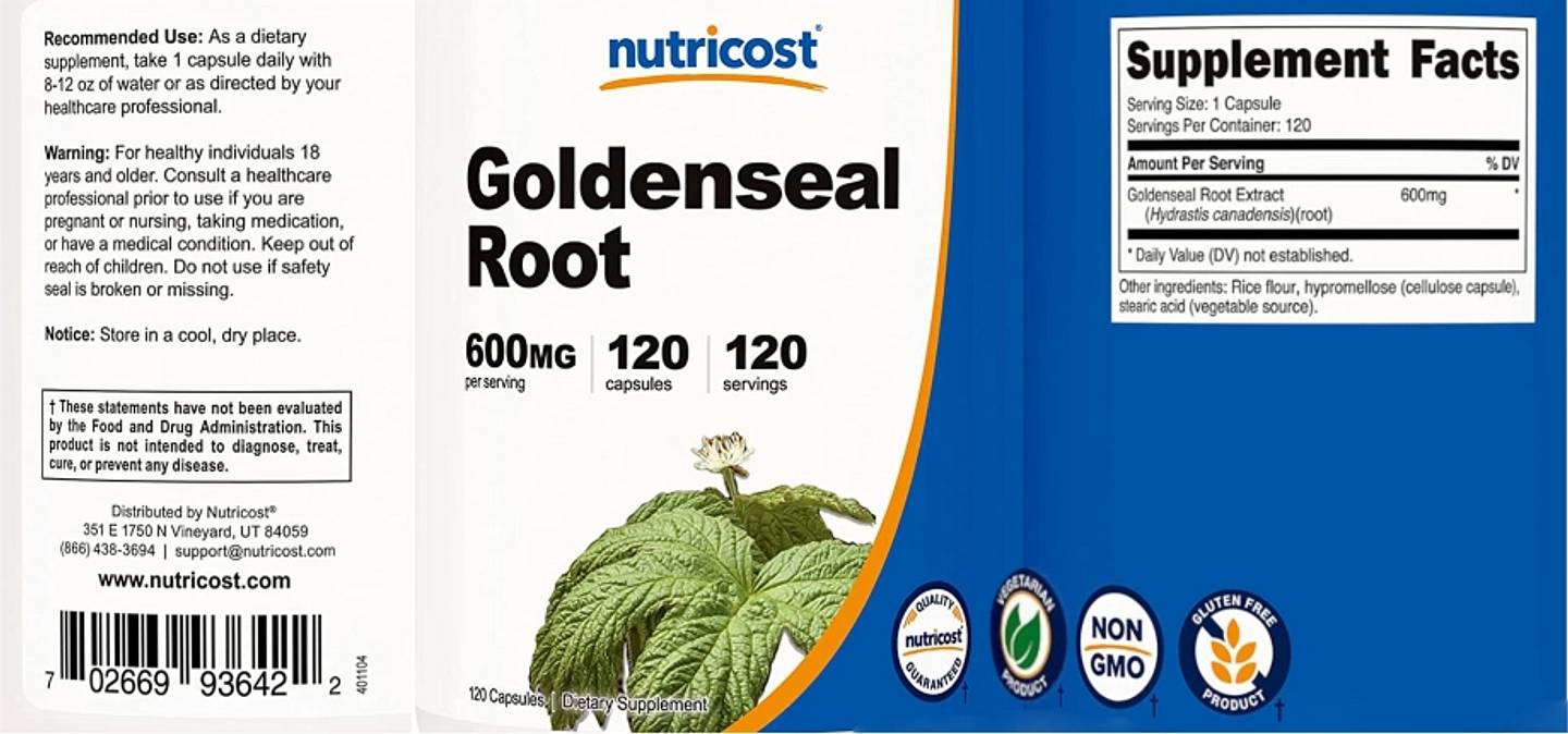 Nutricost, Goldenseal Root label