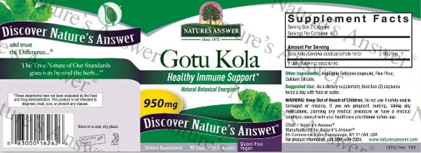 Nature's Answer, Gotu Kola label