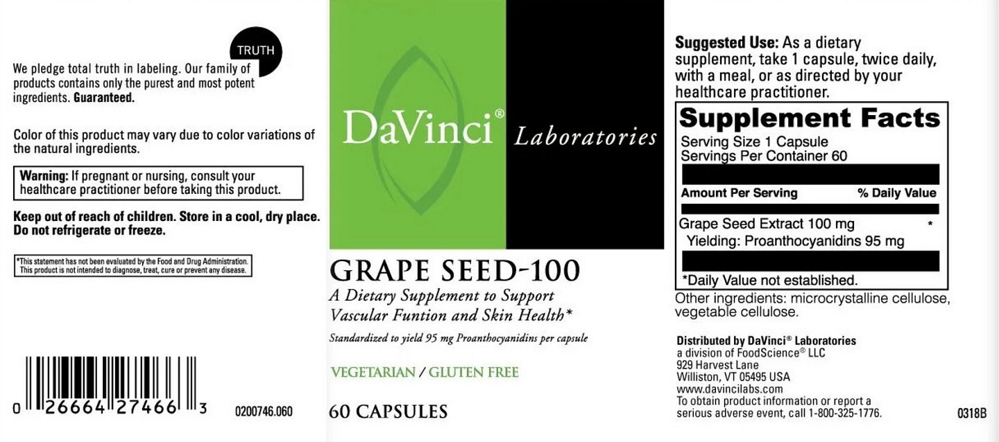 DaVinci Laboratories of Vermont, Grape Seed - 100 label