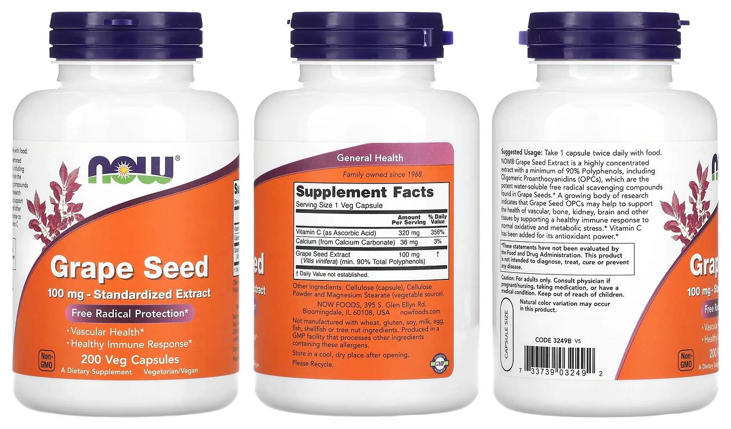 NOW Foods, Grape Seed packaging