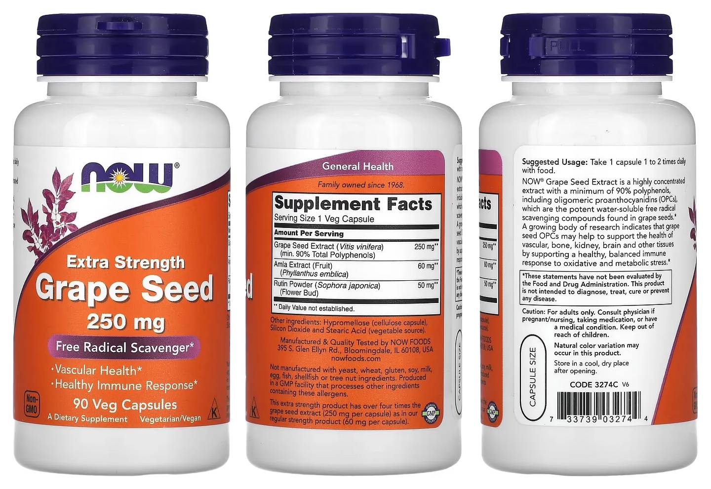 NOW Foods, Grape Seed, Extra Strength packaging