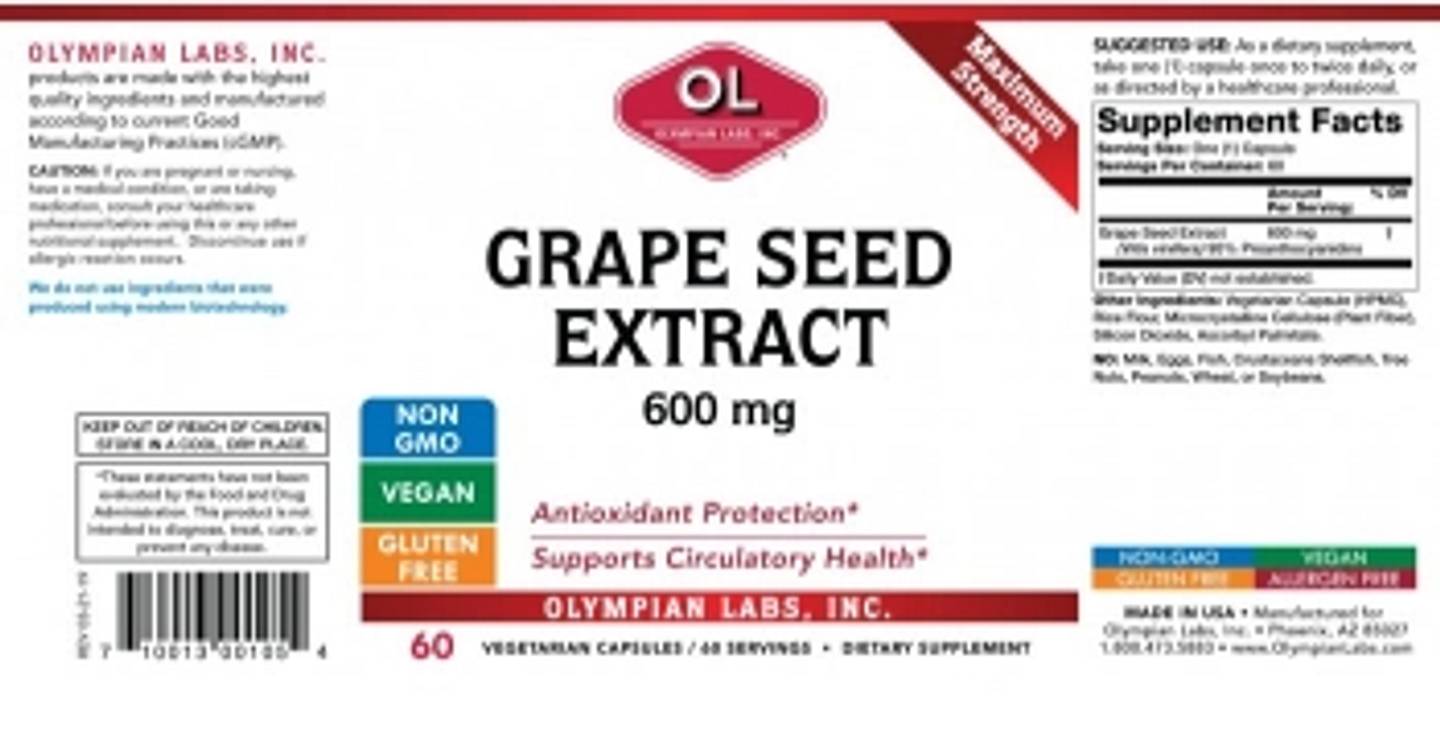 Olympian Labs, Grape Seed Extract label