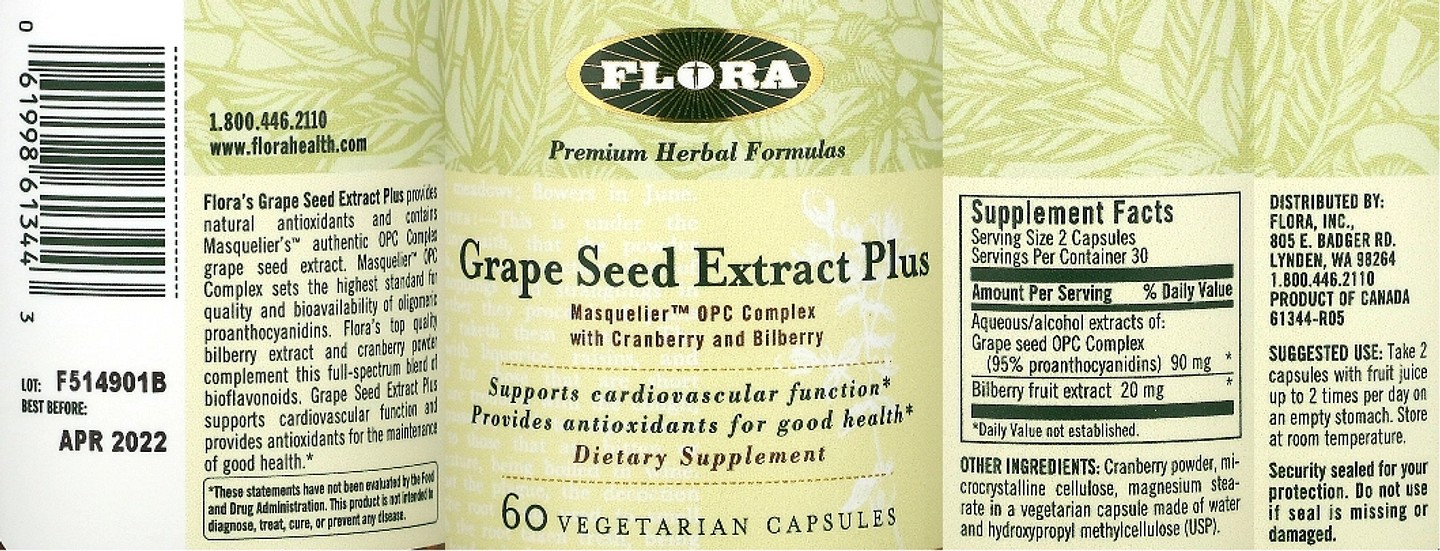 Flora, Grape Seed Extract Plus label