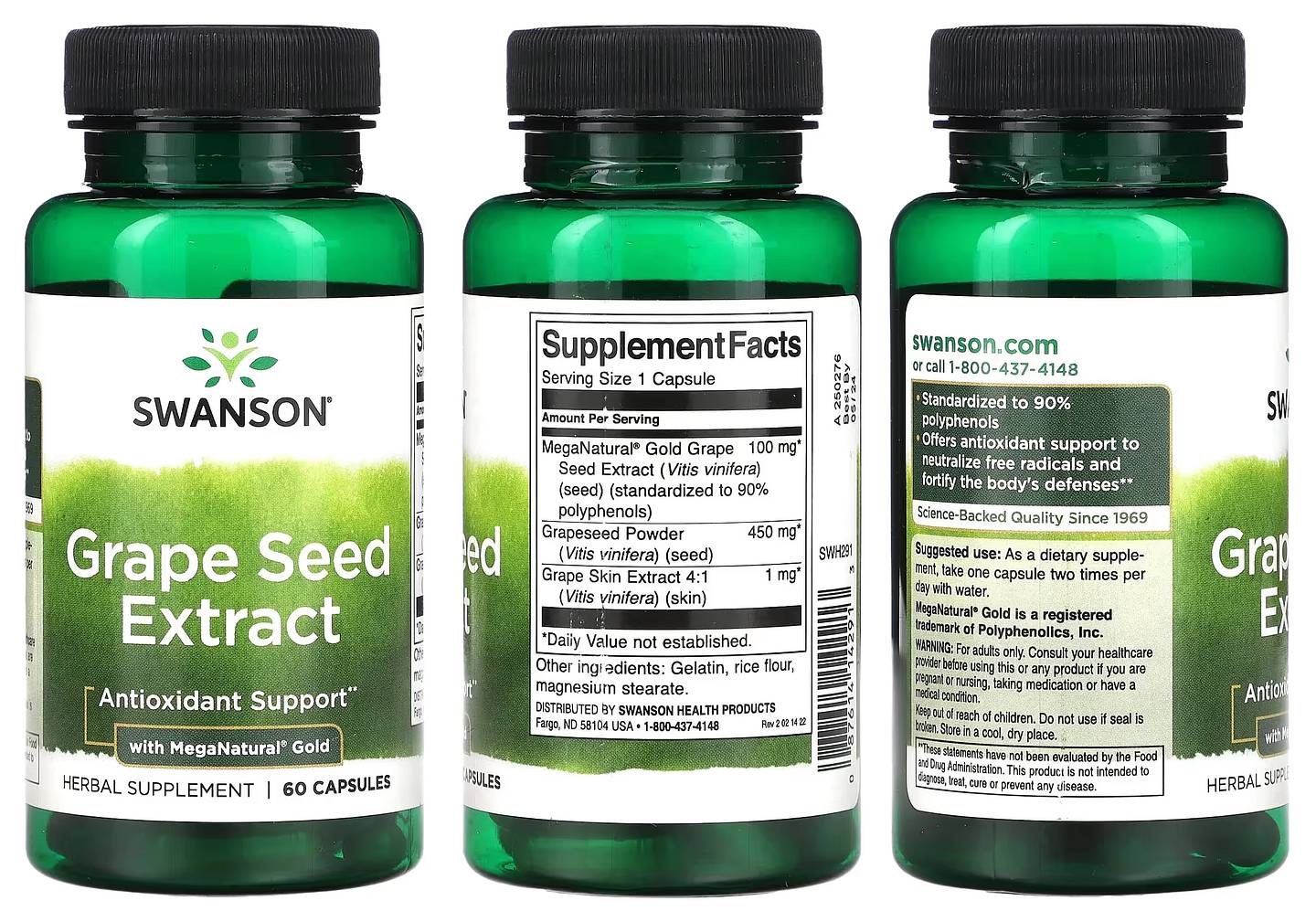 Swanson, Grape Seed Extract with MegaNatural Gold packaging