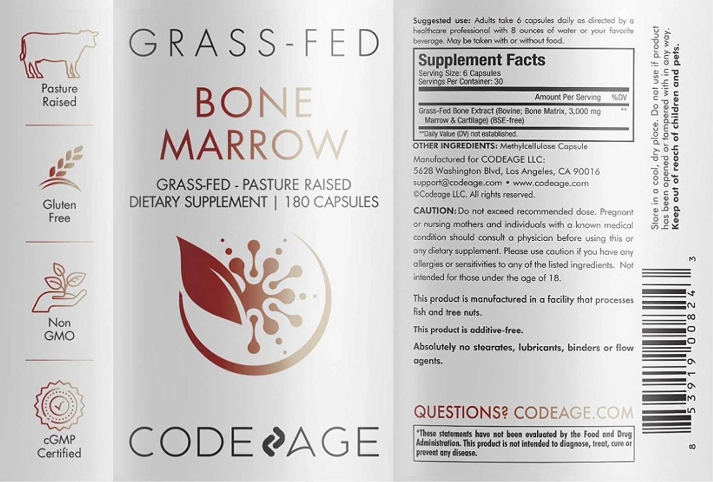 Codeage, Grass-Fed Bone Marrow label