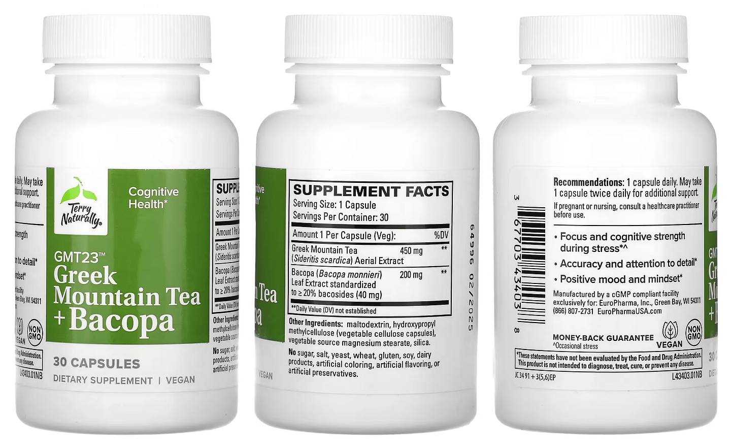 Terry Naturally, Greek Mountain Tea + Bacopa packaging