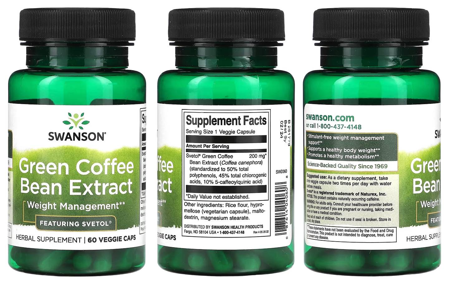 Swanson, Green Coffee Bean Extract packaging