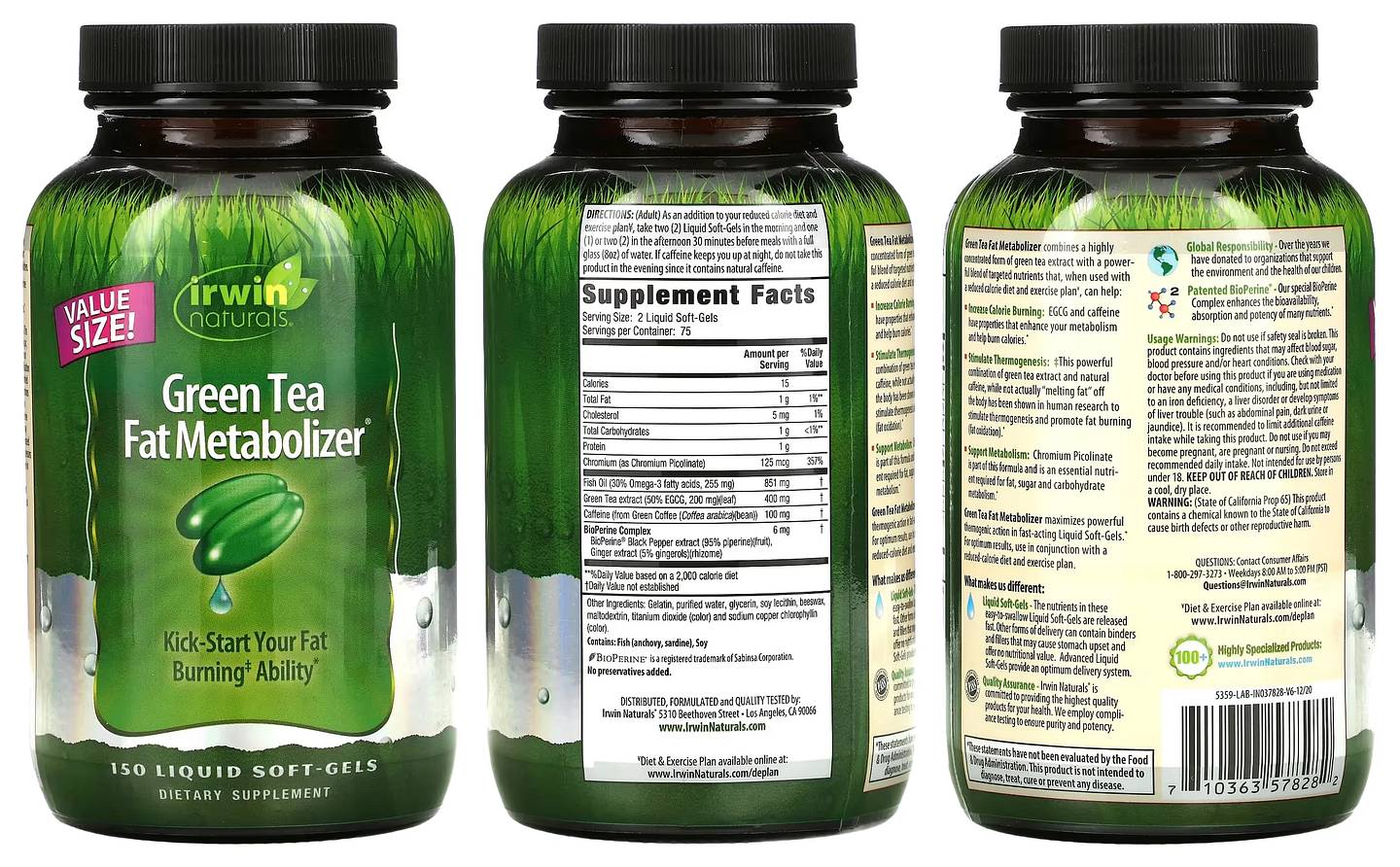 Irwin Naturals, Green Tea Fat Metabolizer packaging