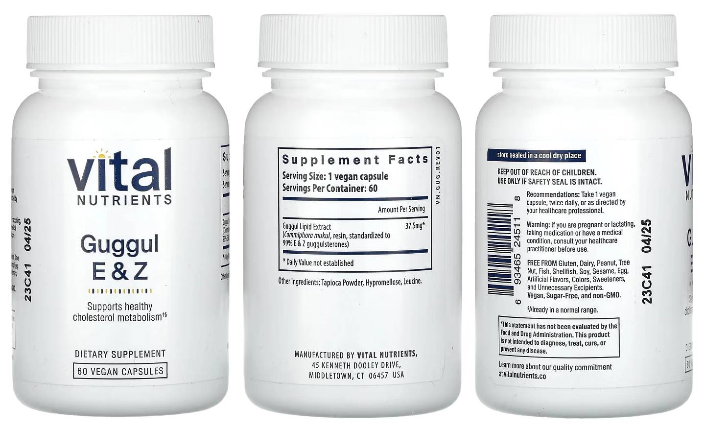 Vital Nutrients, Guggul E & Z packaging