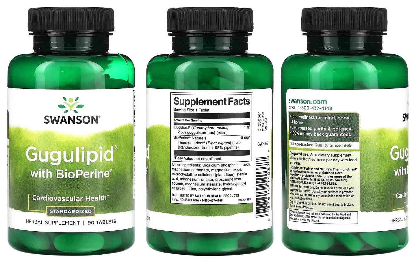 Swanson, Gugulipid with BioPerine, Standardized packaging