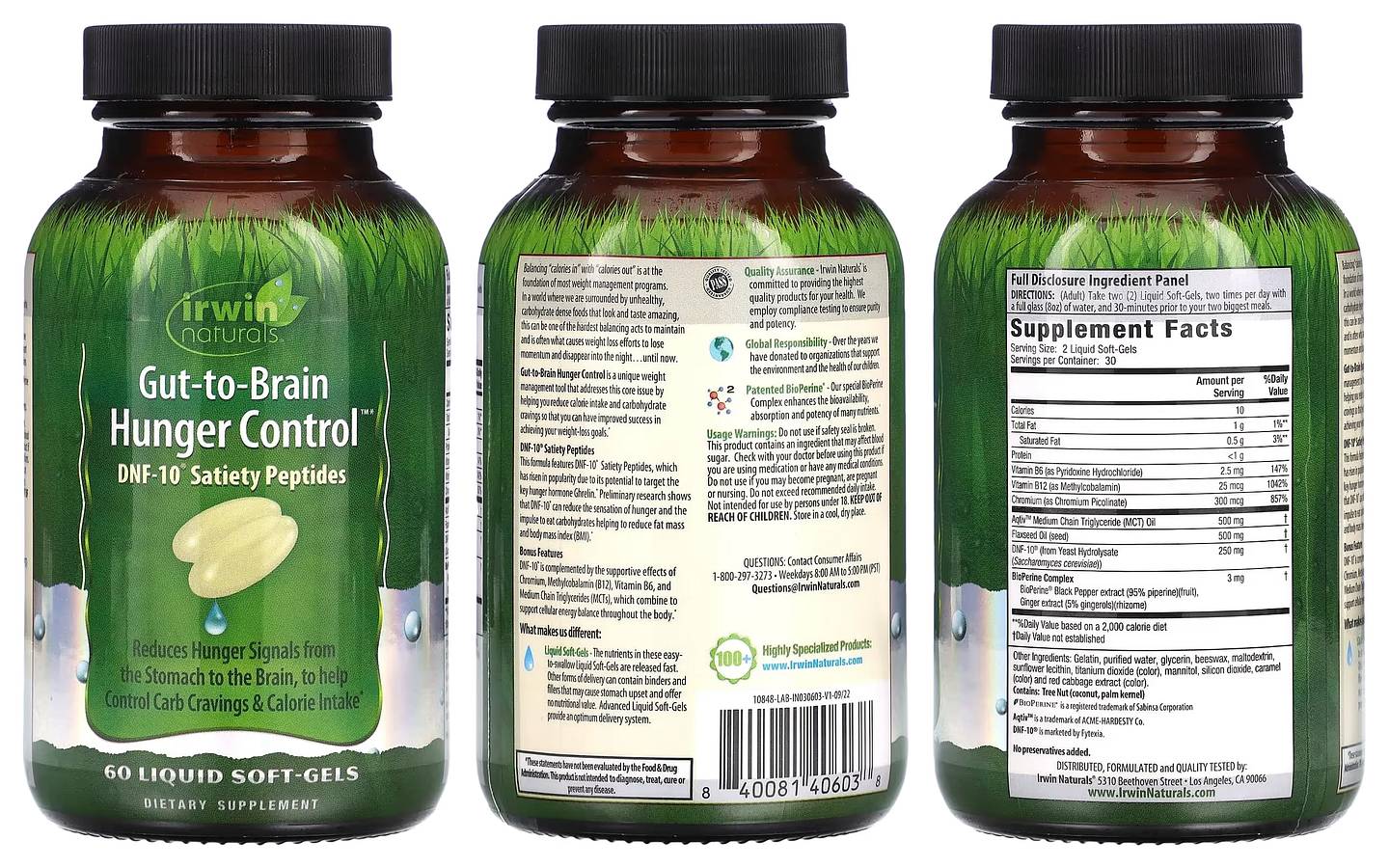 Irwin Naturals, Gut-To-Brain Hunger Control packaging