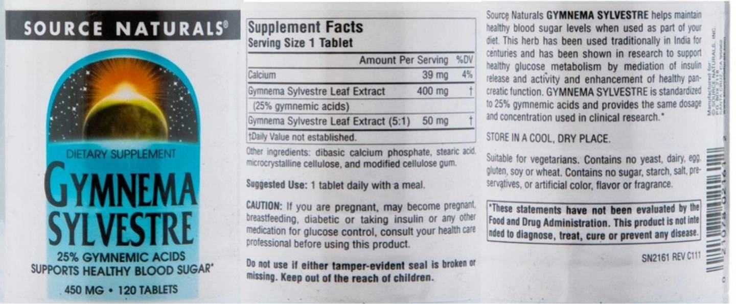 Source Naturals, Gymnema Sylvestre label