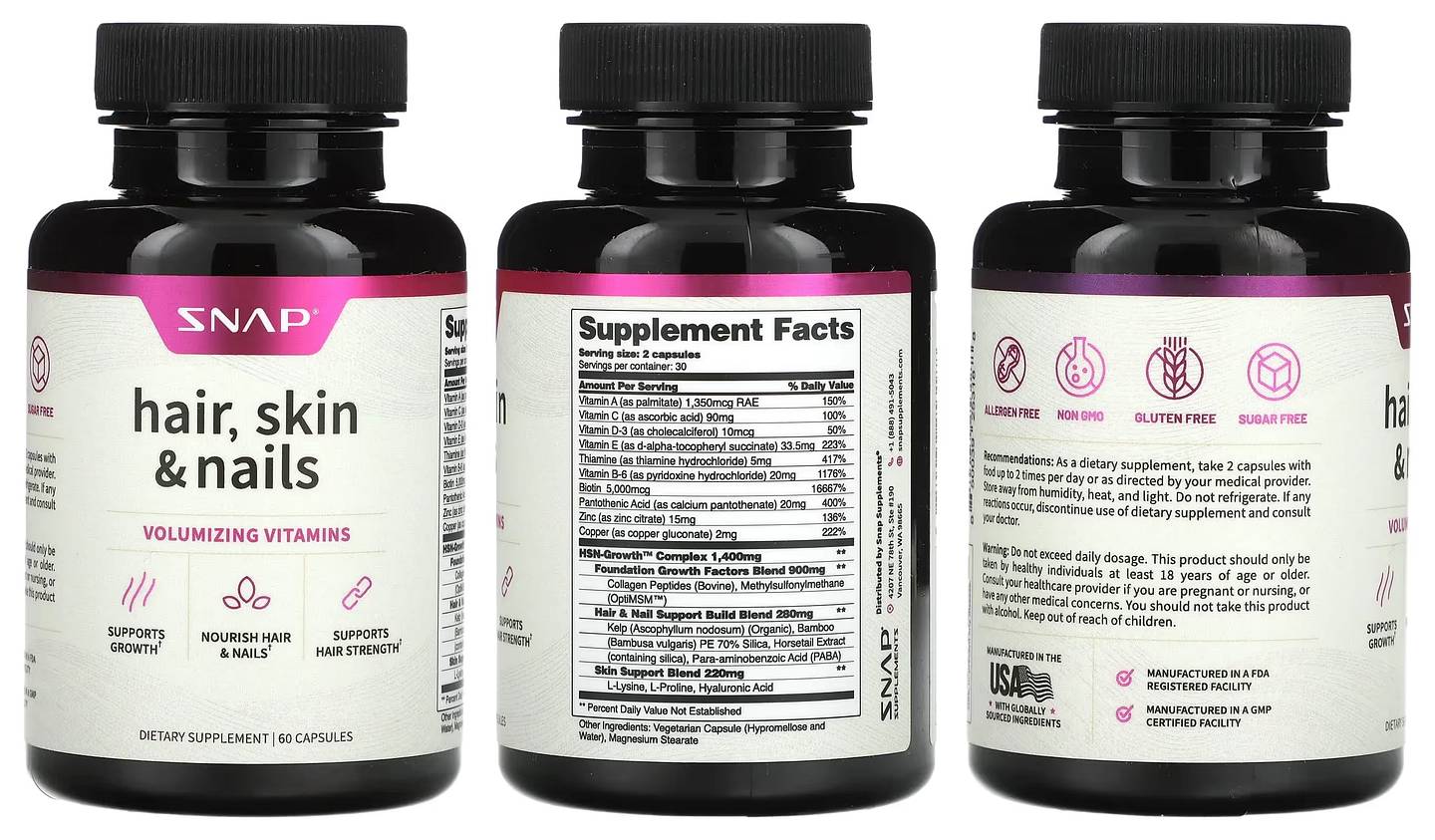 Snap Supplements, Hair packaging