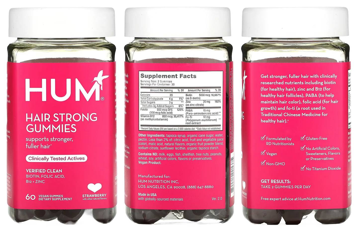 HUM Nutrition, Hair Strong Gummies packaging