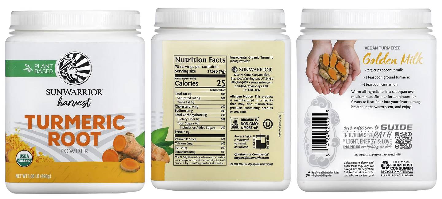 Sunwarrior, Harvest, Turmeric Root Powder packaging