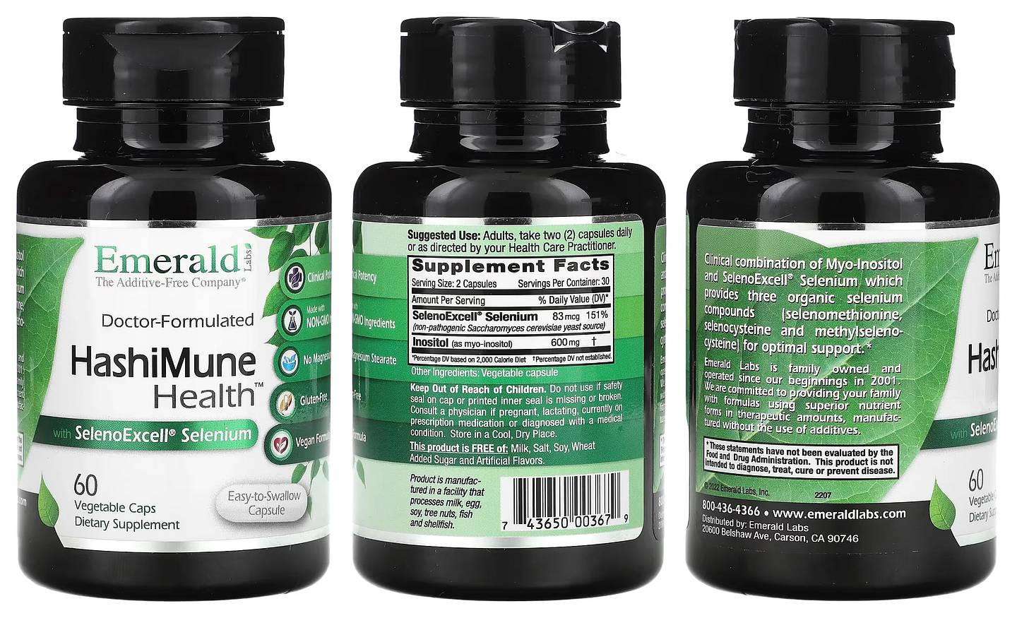 Emerald Laboratories, HashiMune Health with SelenoExcell Selenium packaging