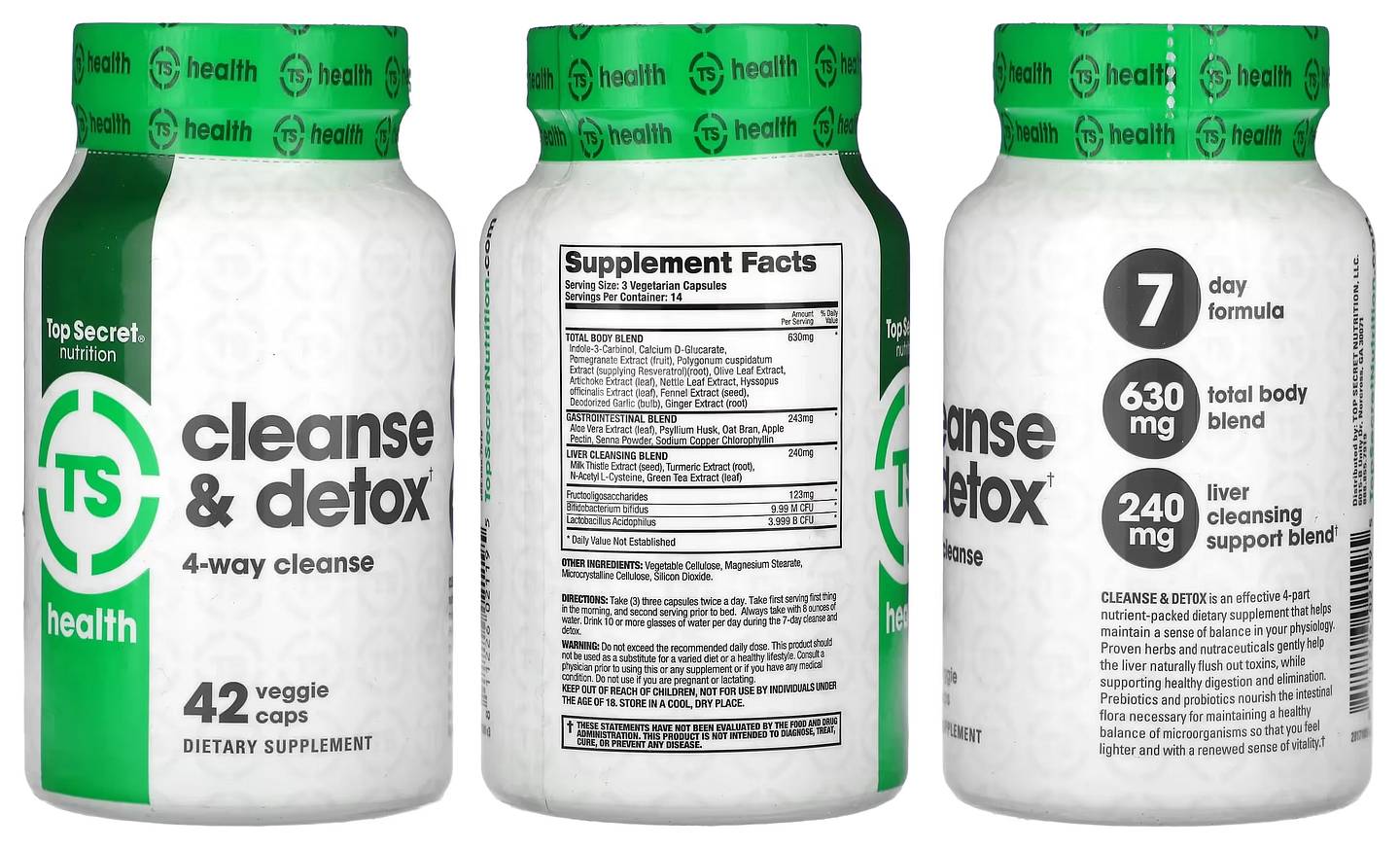 Top Secret Nutrition, Health, Cleanse & Detox packaging