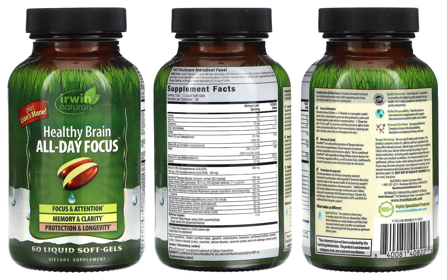 Irwin Naturals, Healthy Brain, All-Day Focus packaging