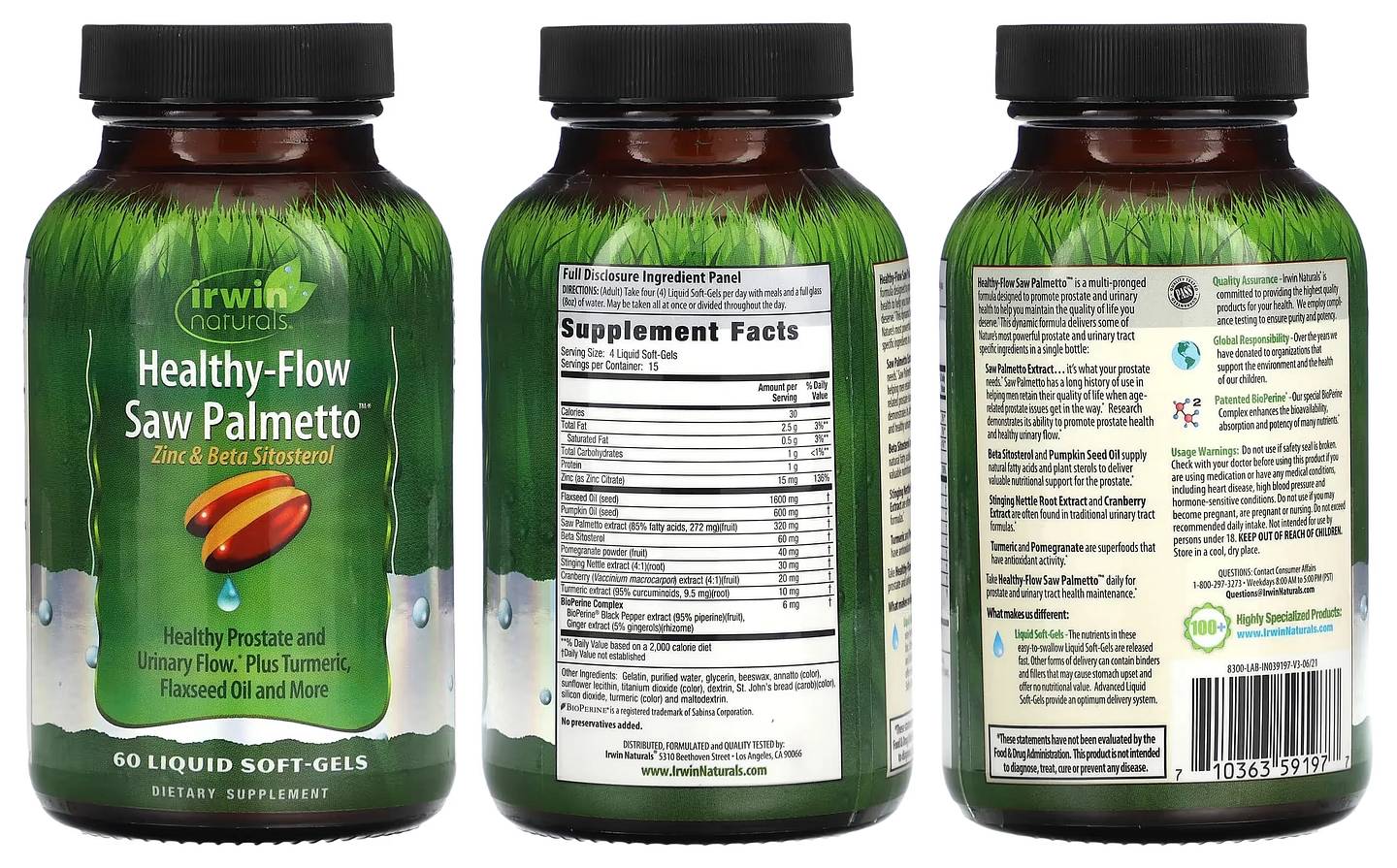 Irwin Naturals, Healthy-Flow Saw Palmetto packaging