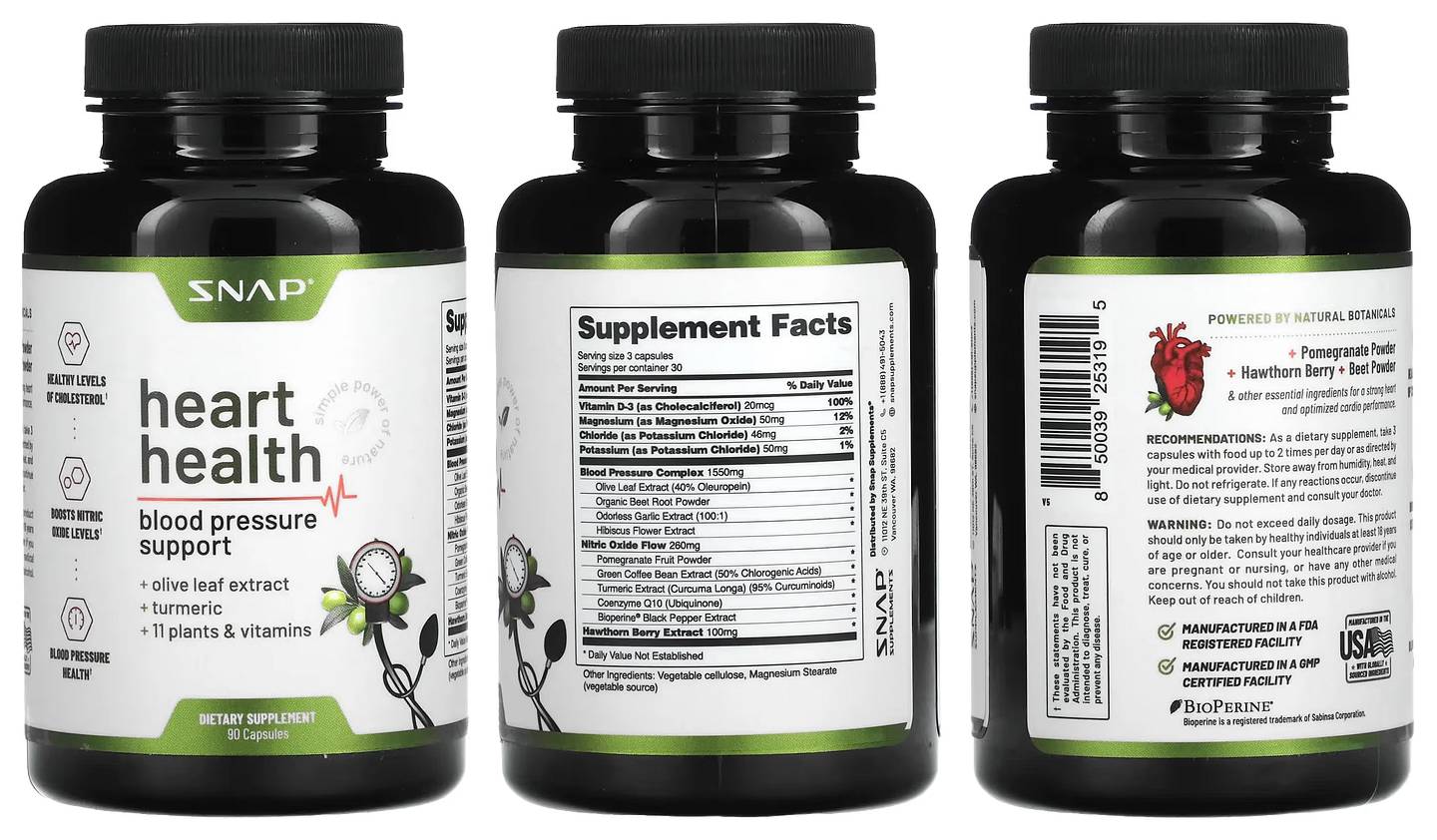 Snap Supplements, Heart Health packaging