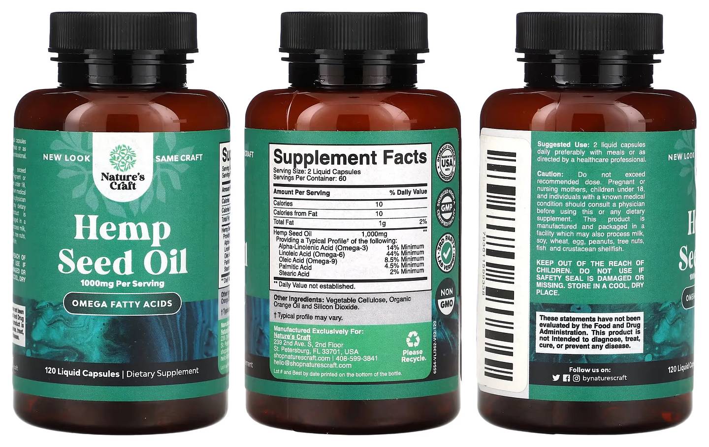 Nature's Craft, Hemp Seed Oil packaging