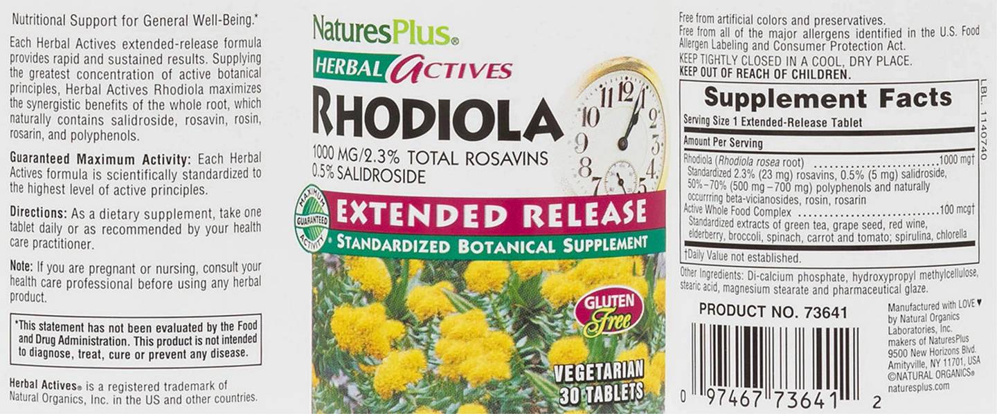 NaturesPlus, Herbal Actives label