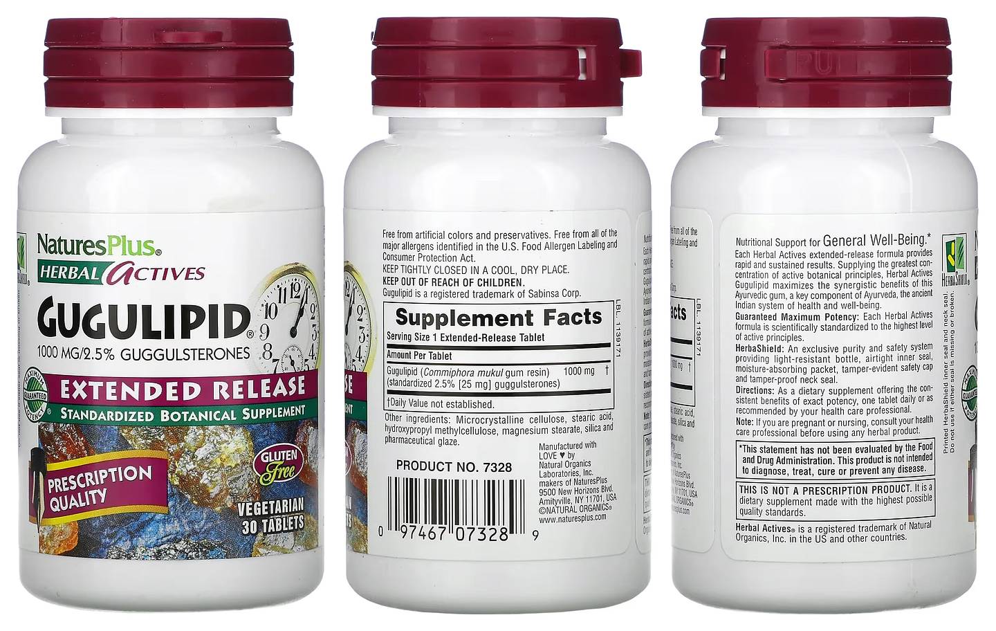 NaturesPlus, Herbal Actives Gugulipid Extended Release packaging