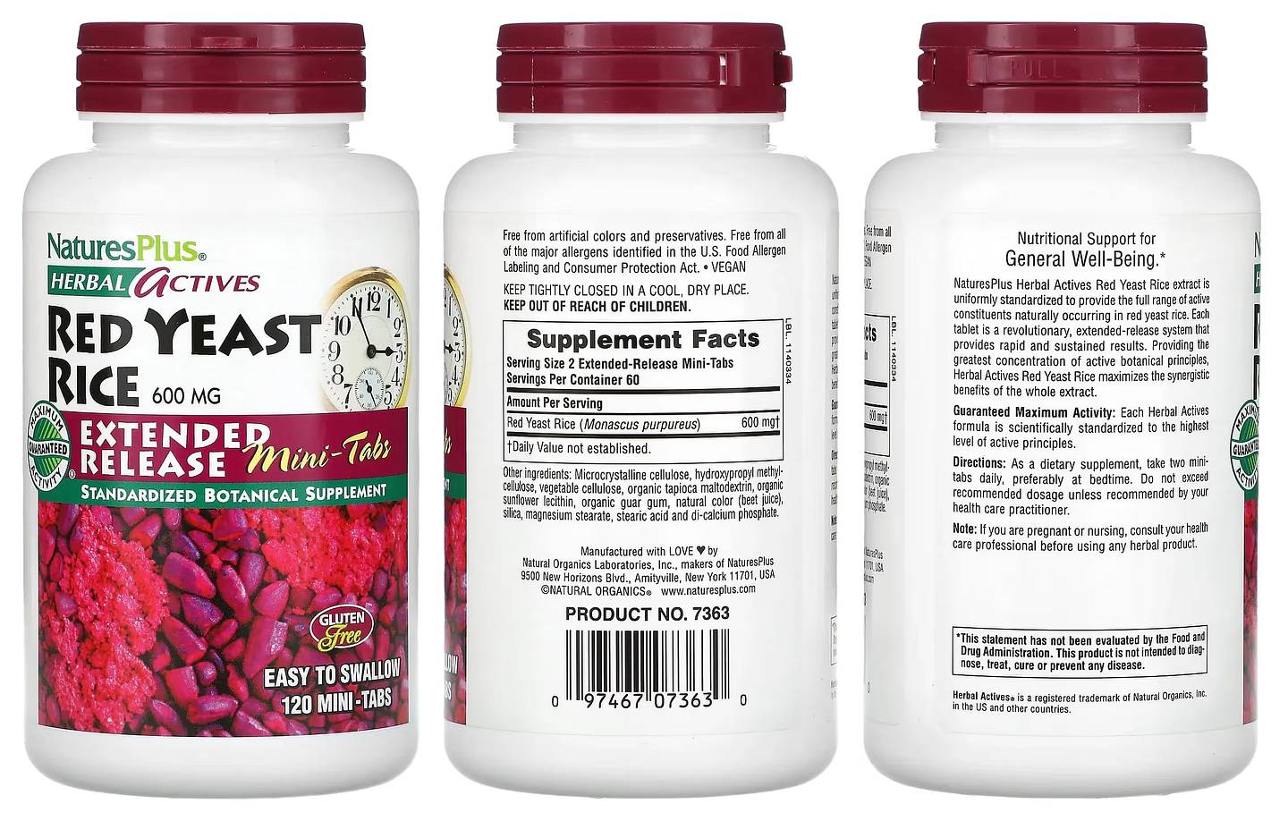 NaturesPlus, Herbal Actives, Red Yeast Rice packaging