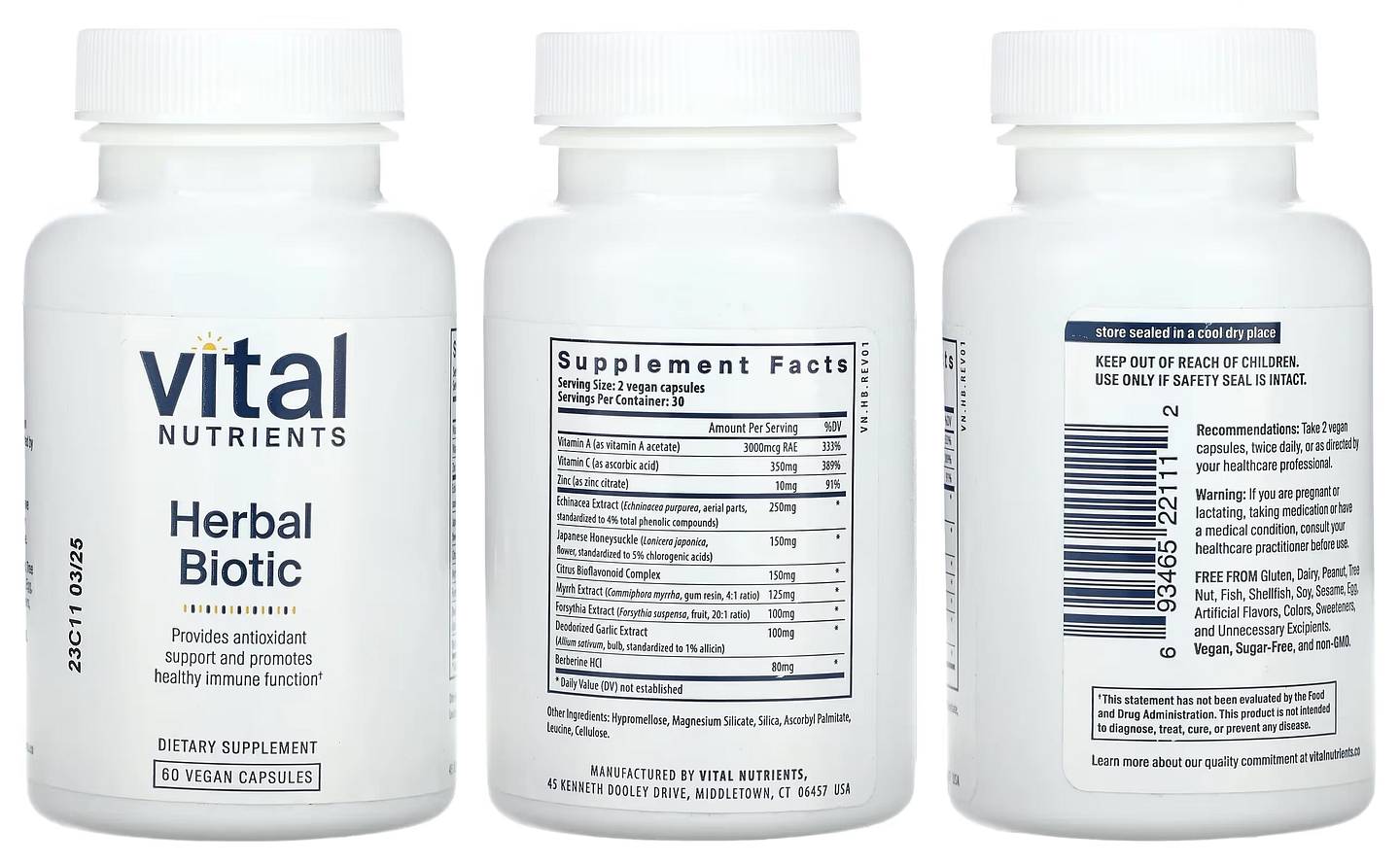 Vital Nutrients, Herbal Biotic packaging