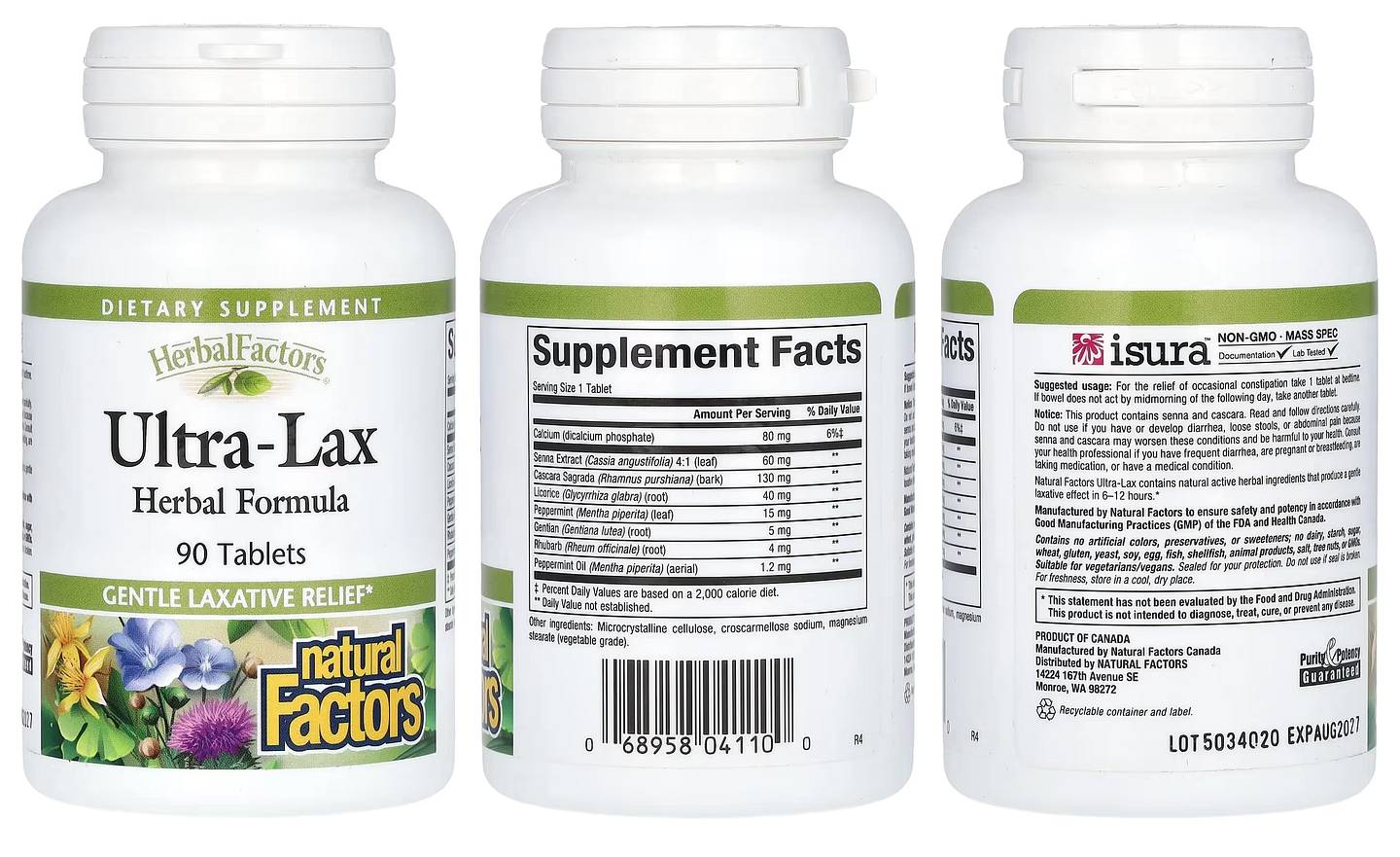 Natural Factors, Herbal Factors Ultra-Lax Herbal Formula packaging