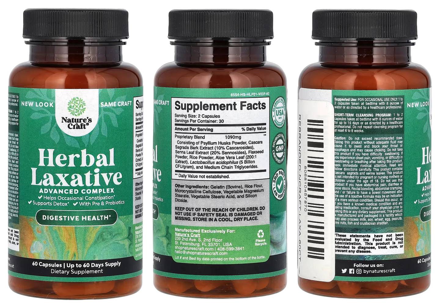 Nature's Craft, Herbal Laxative packaging