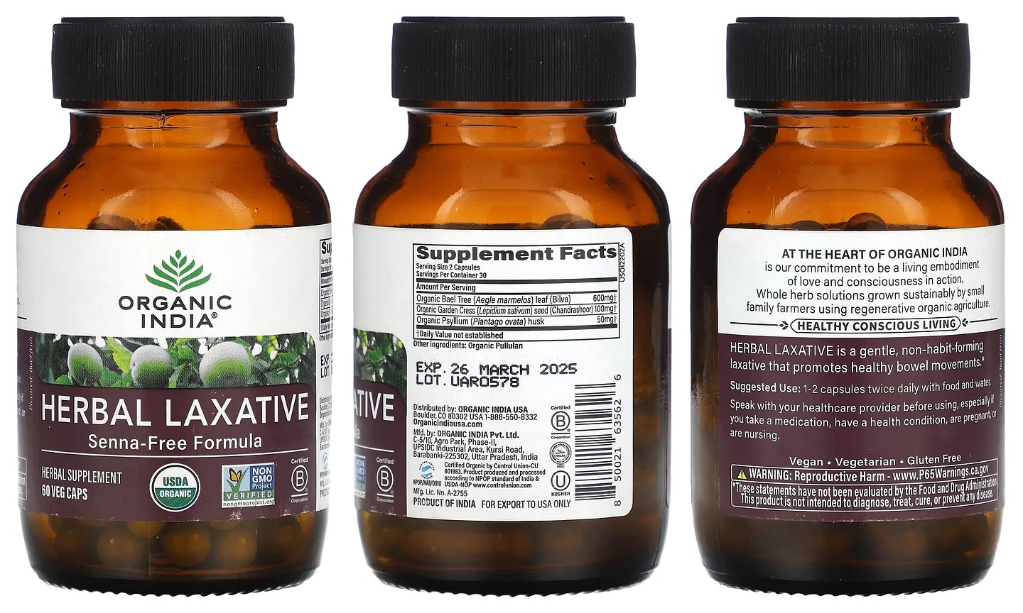 Organic India, Herbal Laxative packaging