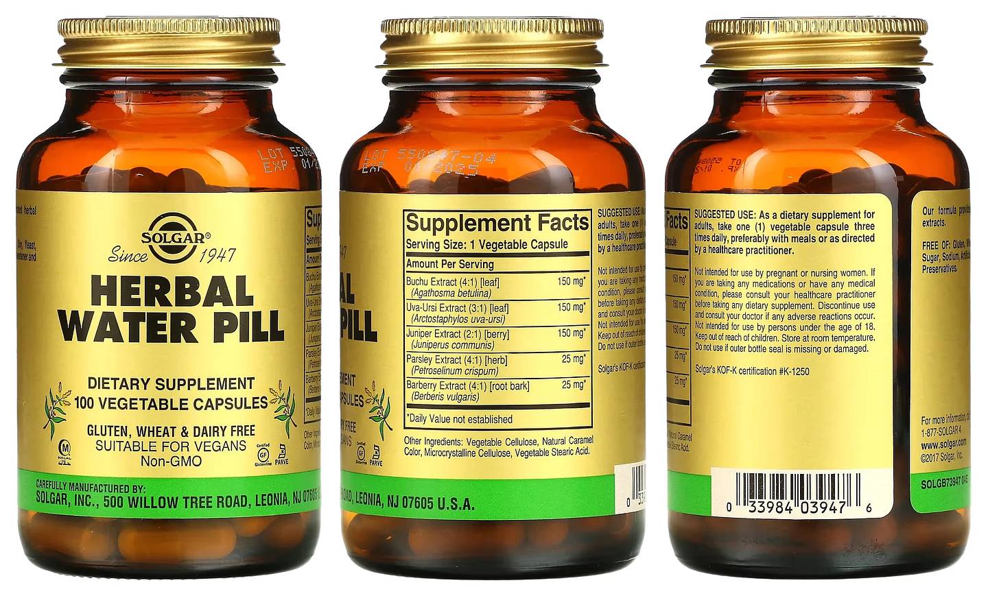 Solgar, Herbal Water Pill packaging