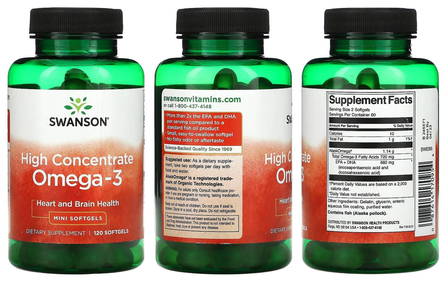 Swanson, High Concentrate Omega-3 packaging