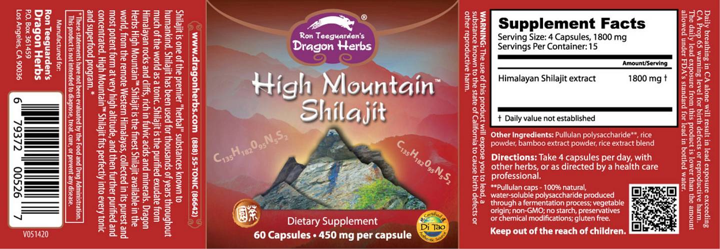 Dragon Herbs, High Mountain Shilajit label