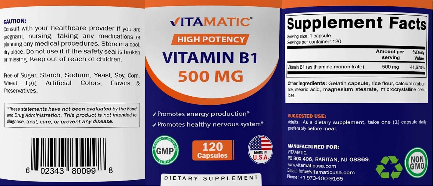Vitamatic, High Potency label