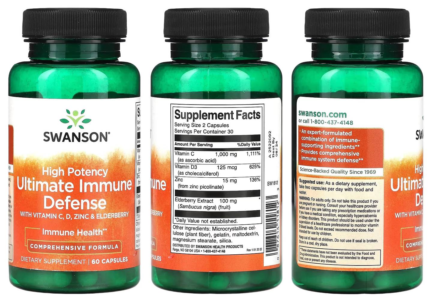 Swanson, High Potency Ultimate Immune Defense with C packaging