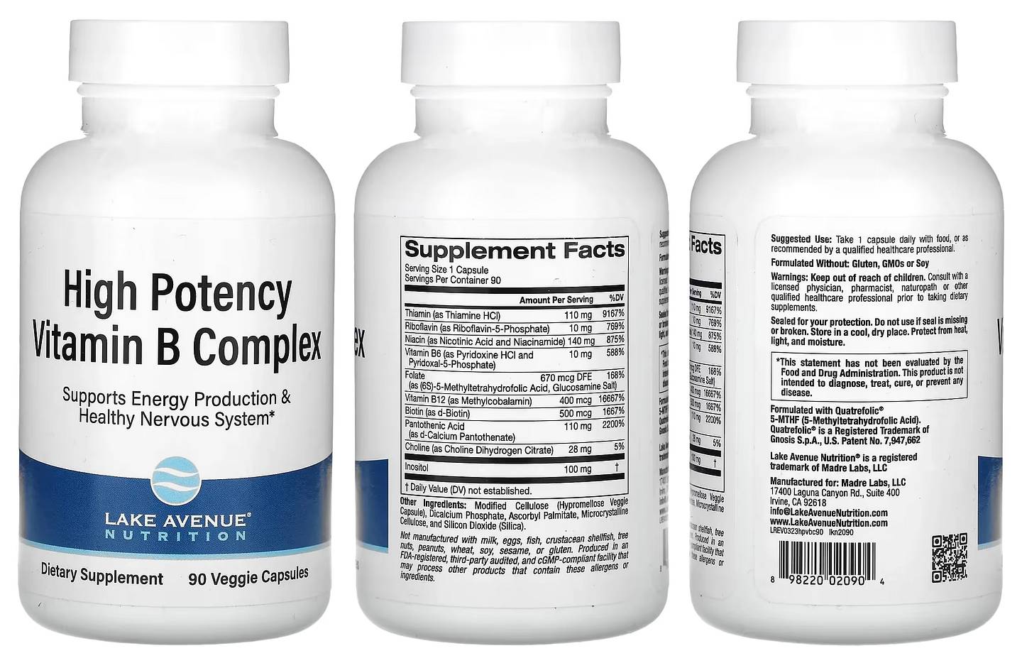 Lake Avenue Nutrition, High Potency Vitamin B Complex packaging