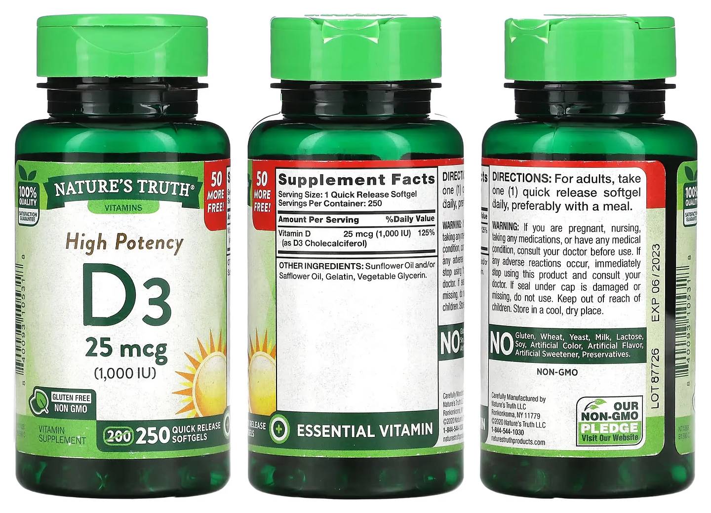 Nature's Truth, High Potency Vitamin D3 packaging