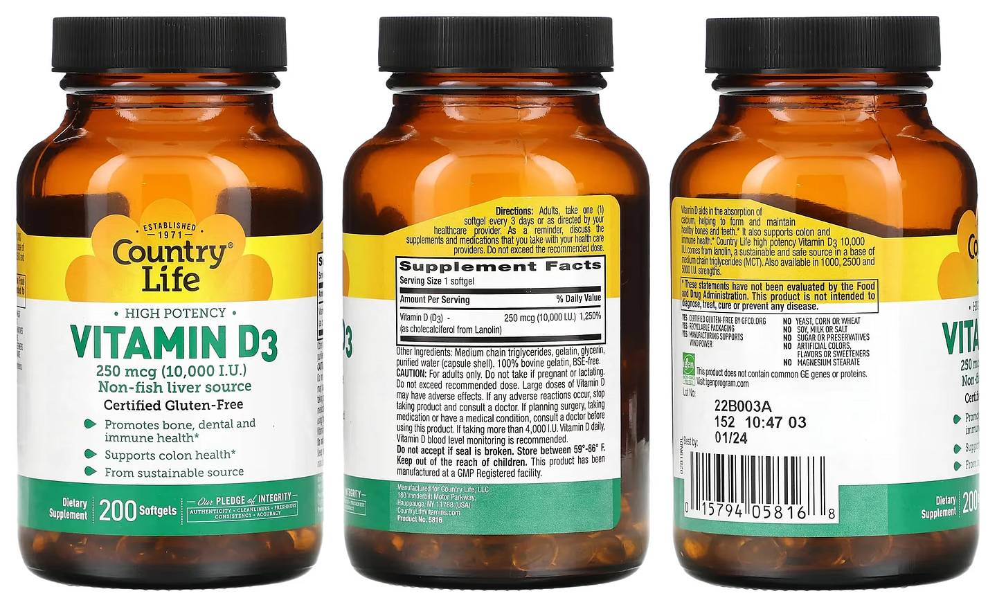 Country Life, High Potency Vitamin D3 packaging