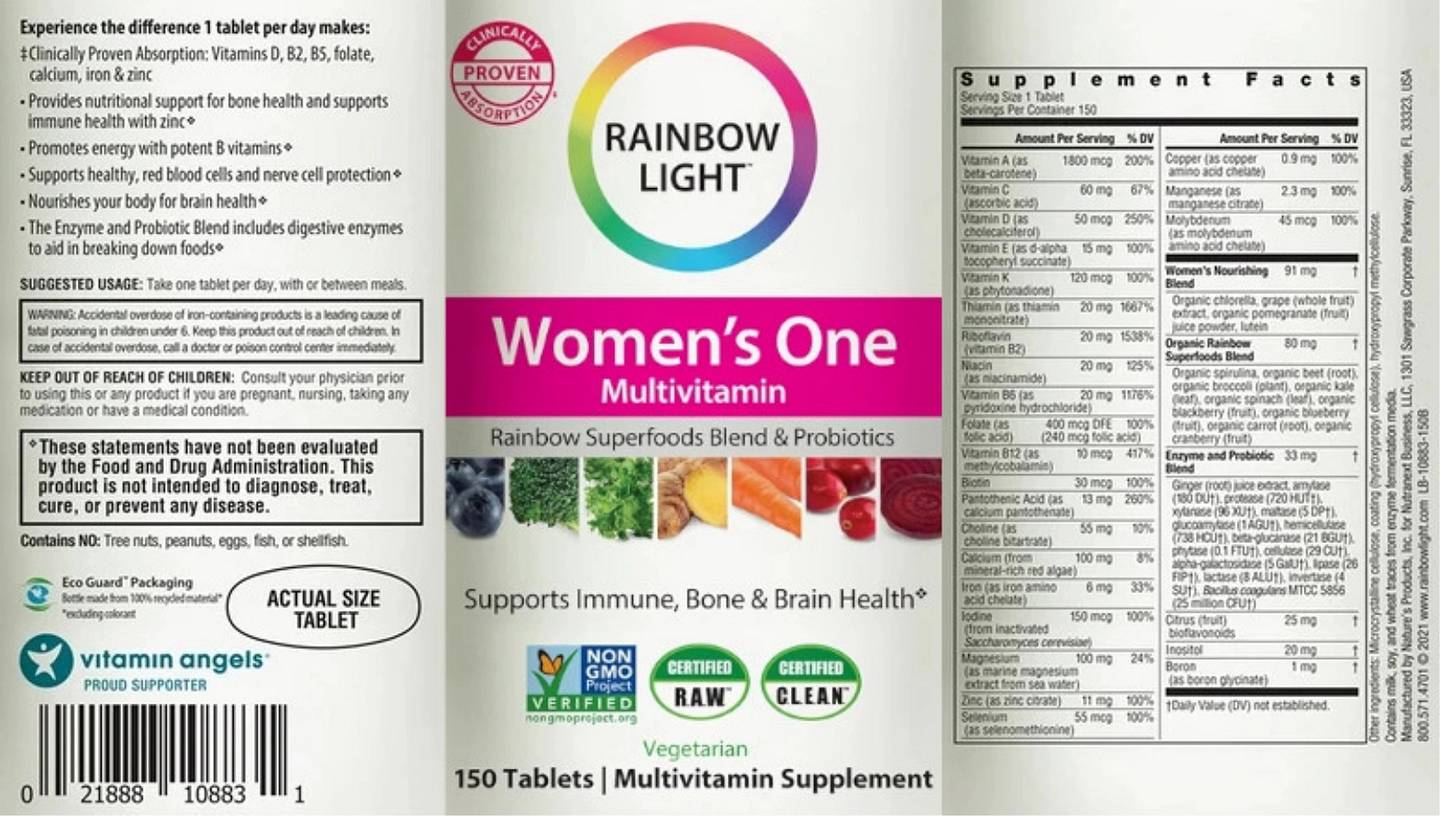 Rainbow Light, High Potency Women's One Daily Multivitamin label