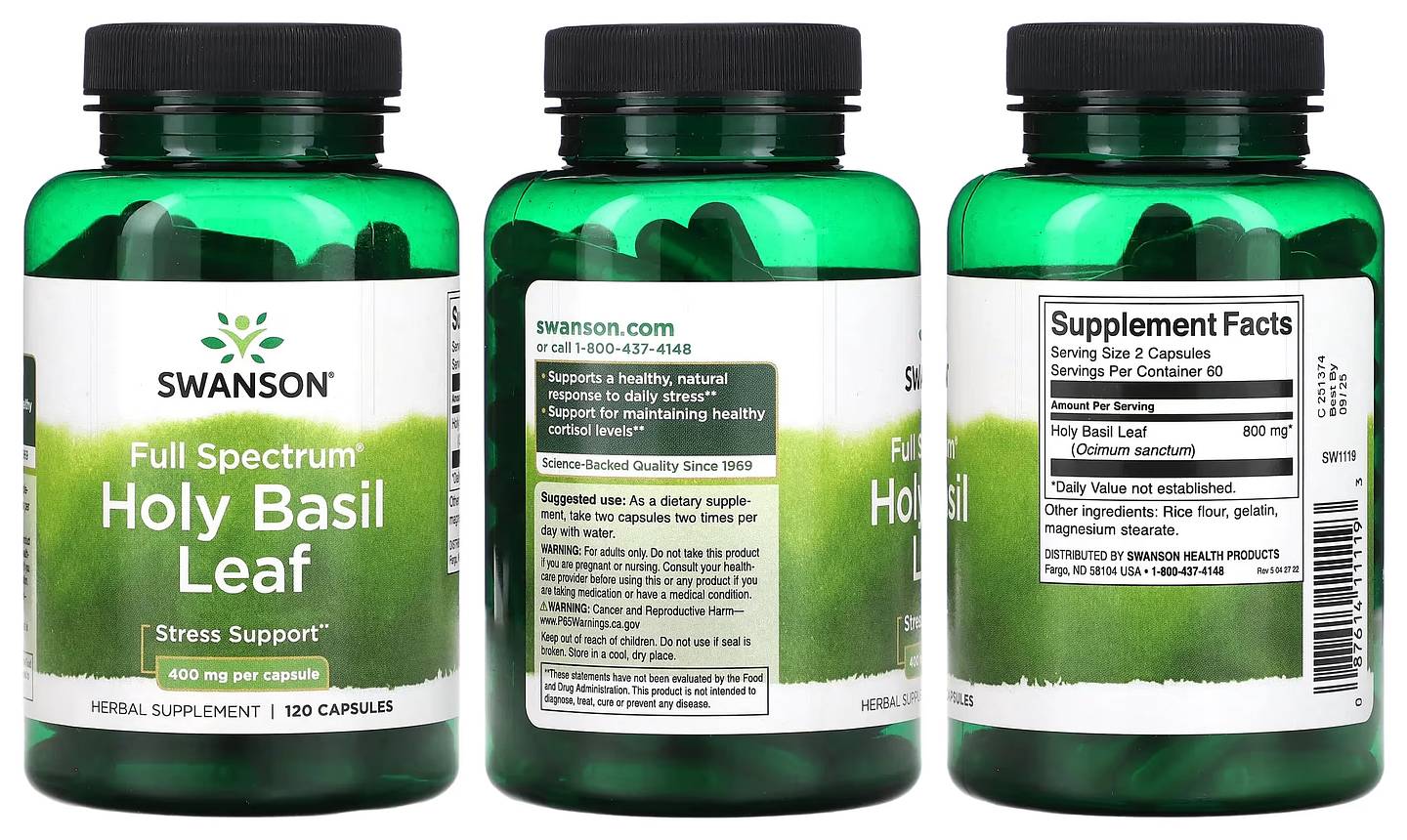 Swanson, Holy Basil Leaf, Full Spectrum packaging