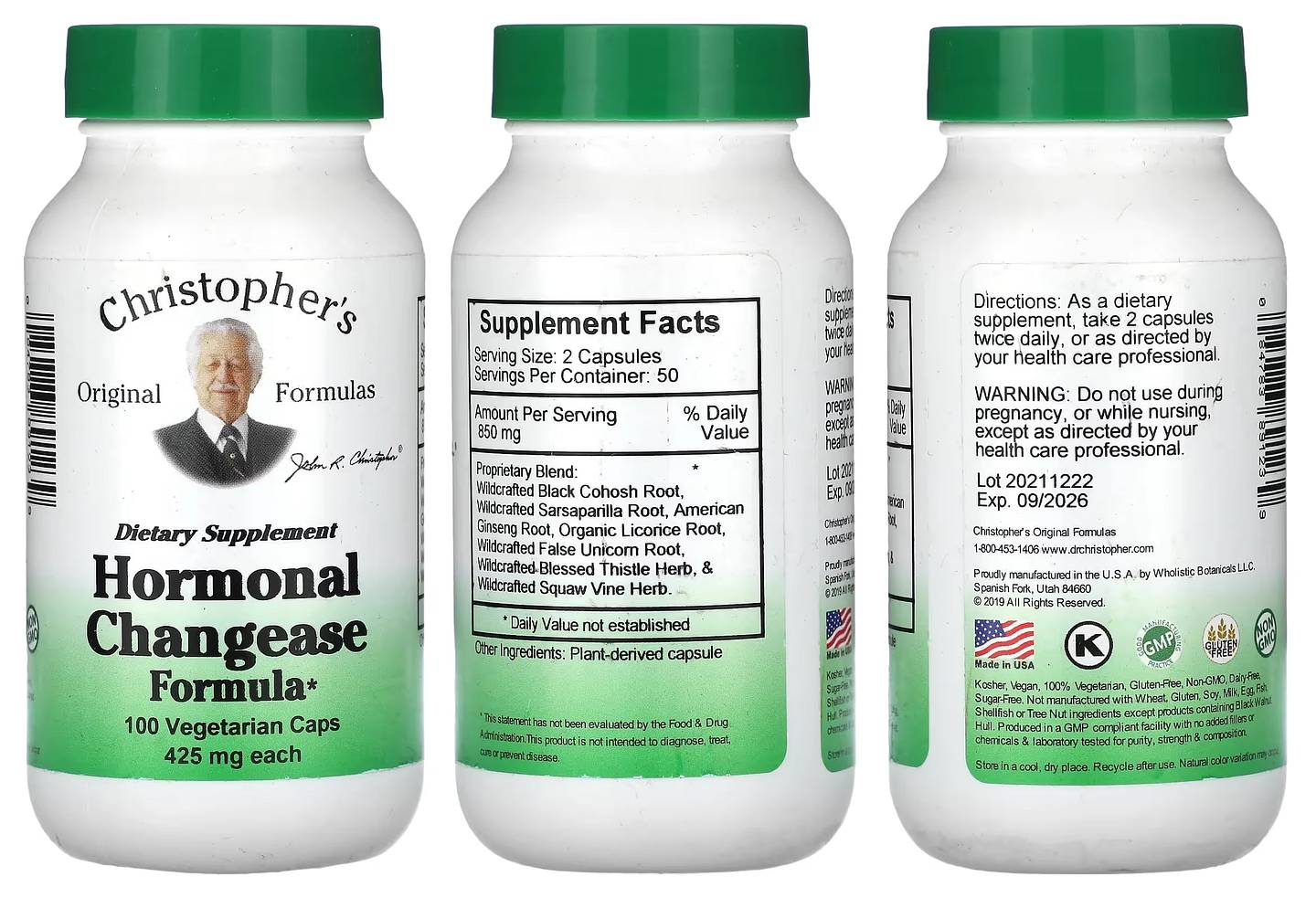 Dr. Christopher's, Hormonal Changease Formula packaging