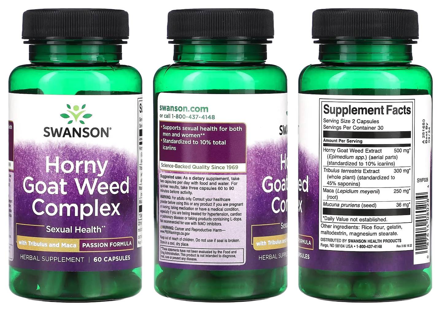 Swanson, Horny Goat Weed Complex With Tribulus and Maca packaging